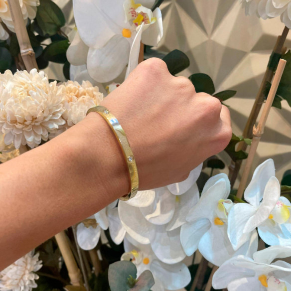 Brazalete de Oro Amarillo y Diamantes Tornillos Armonia 5mm - PULSERAS