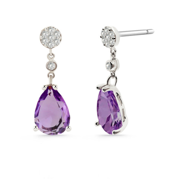 Pendientes Diamantes Leonor Amatistas - Pendientes Otras Piedras de Colores