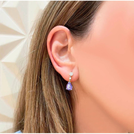 Pendientes Diamantes Leonor Amatistas - Pendientes Otras Piedras de Colores 2