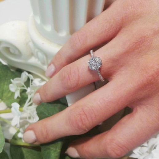 Anillo Compromiso Camelia 1.00 - Branco dourada solitária 2