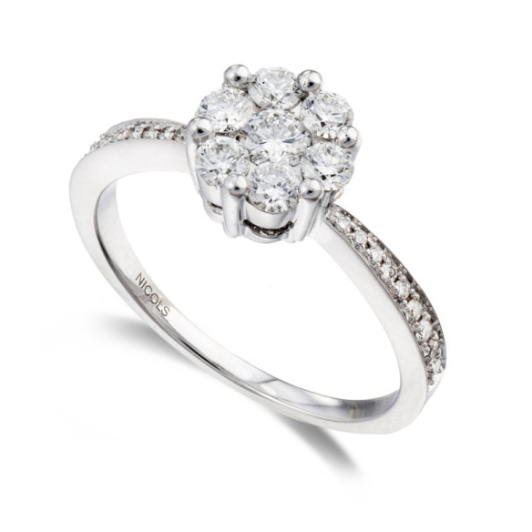 Anillo Compromiso Camelia 1.00 - Blanc or blanc solitaire