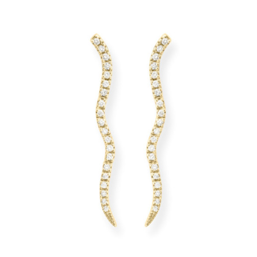 Pendientes Barra Onda Diamantes Wave - Boucles d’oreilles