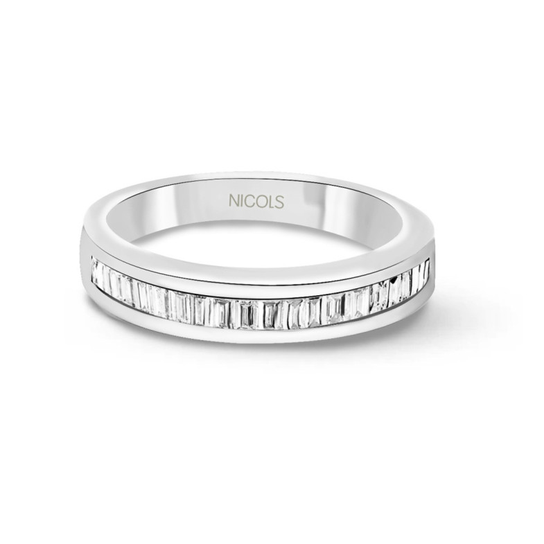 Anel Aliança Abelia 0,40 Ouro Branco - Alianças baguette