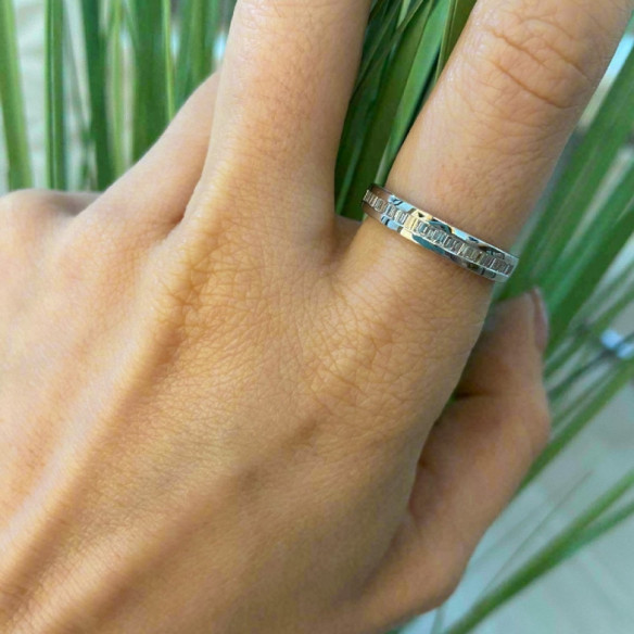 Anillo Alianza Abelia 0.40 Oro Blanco - Alianzas de Baguette