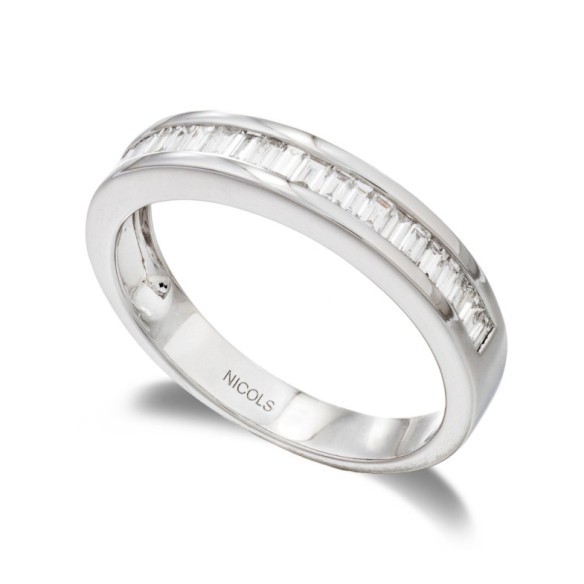 Anel Aliança Abelia 0,40 Ouro Branco - Alianças baguette