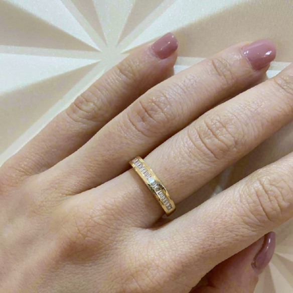 Alliance Ring ABELIA 0.40 Yellow Gold - Carving baguette