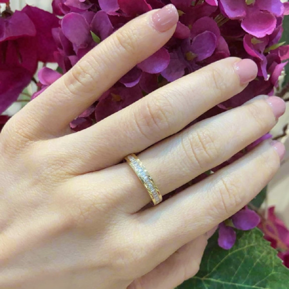 Alliance Ring ABELIA 0.40 Yellow Gold - Carving baguette
