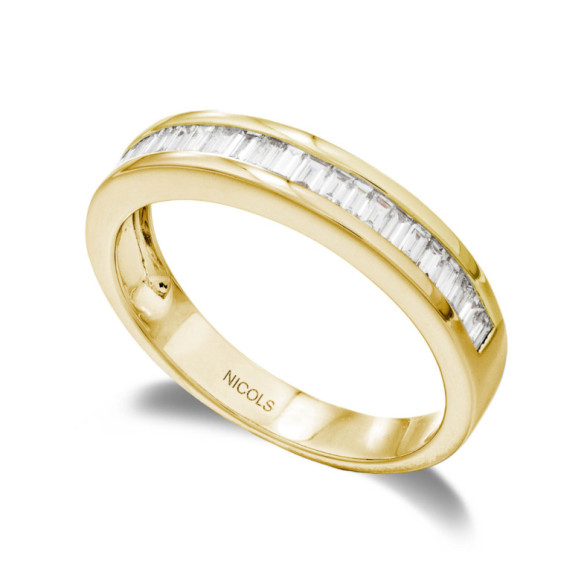 Alliance Ring ABELIA 0.40 Yellow Gold - Carving baguette