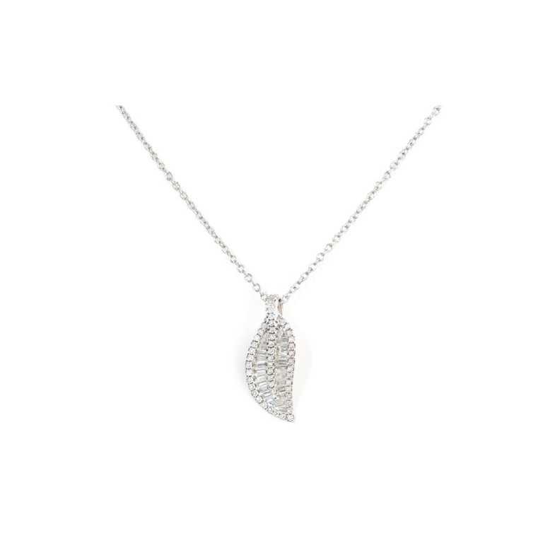 Diamant Blatt Halskette - Diamantanhänger