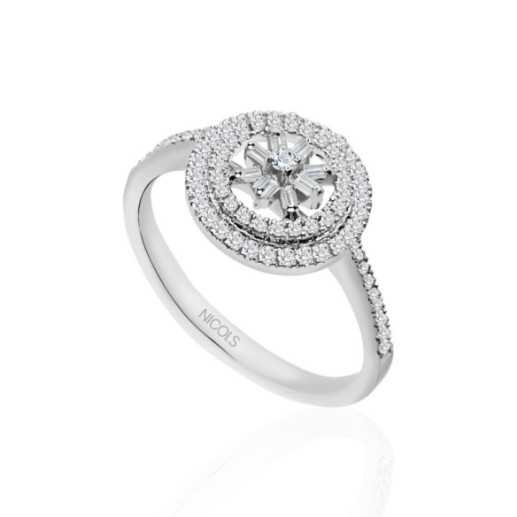Anel de noivado clássico de diamante - Rosette anéis de noivado
