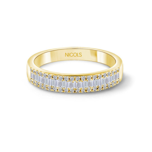 Abelia Diamond Ring 0.39 Yellow gold - Carving baguette