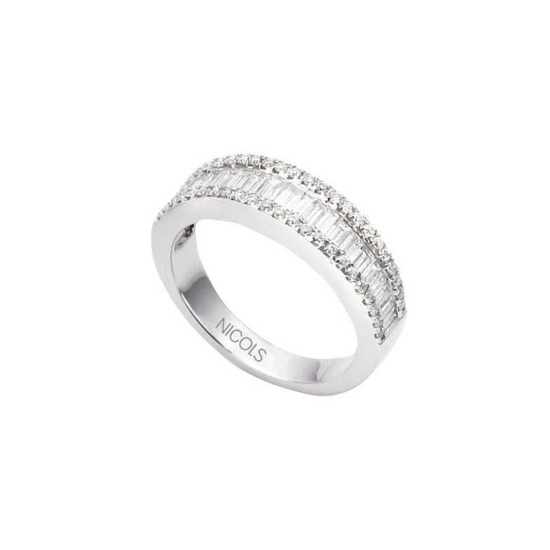 Anel Abelia Diamante 0.85 Ouro Branco - Alianças baguette