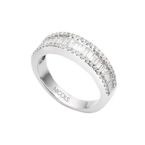 Abelia anello diamante 0.85 oro bianco - Alleanze di baguette