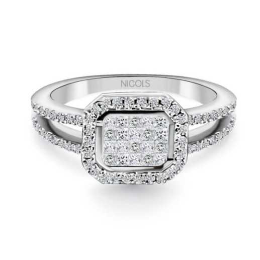 Anello diamante principessa 0.53 ct - Impegno di anniversario degli anelli