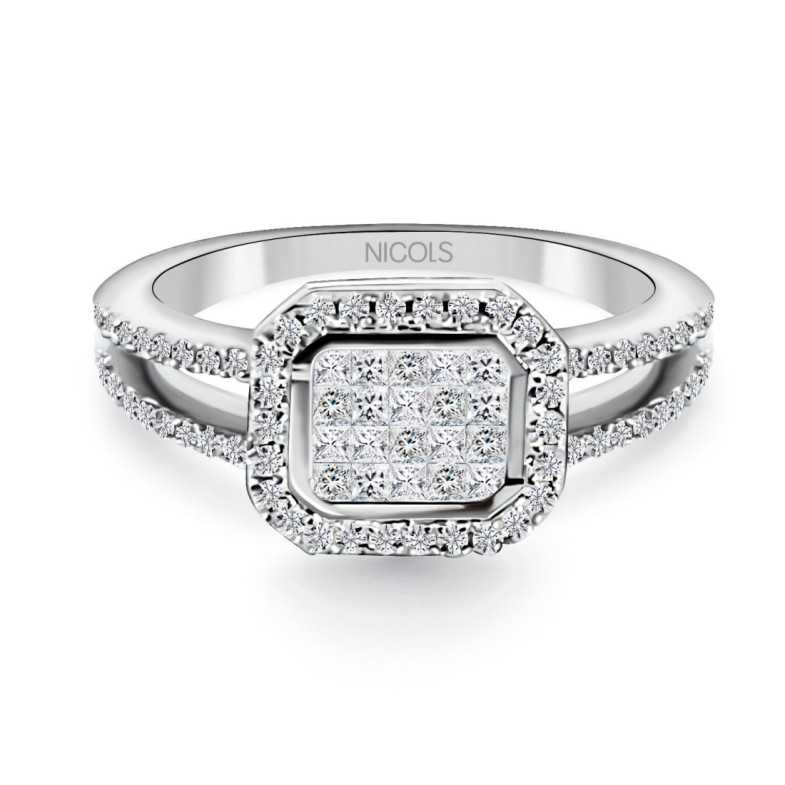 Anello diamante principessa 0.53 ct - Impegno di anniversario degli anelli