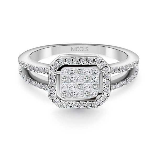 Anello diamante principessa 0.53 ct - Impegno di anniversario degli anelli