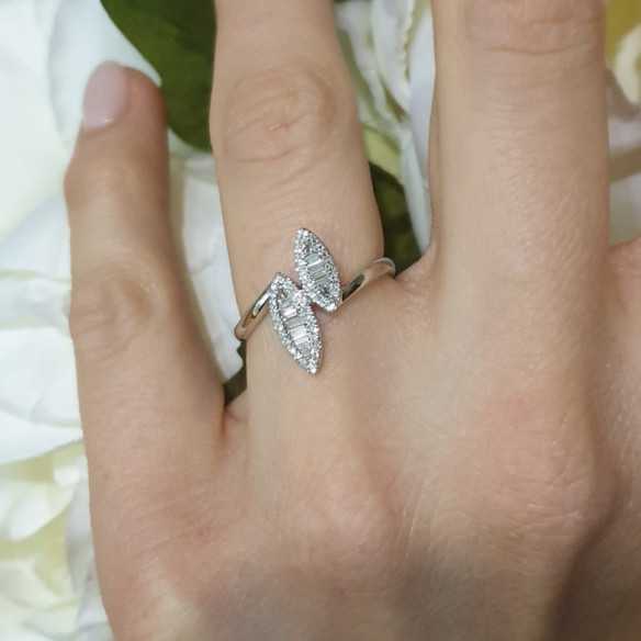 Anello di diamante foglia - Anelli di diamanti