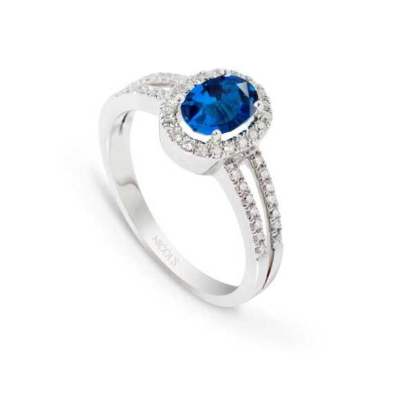 Anillo Zafiro Orla Dalia 1.10 - Anillos Compromiso Aniversario