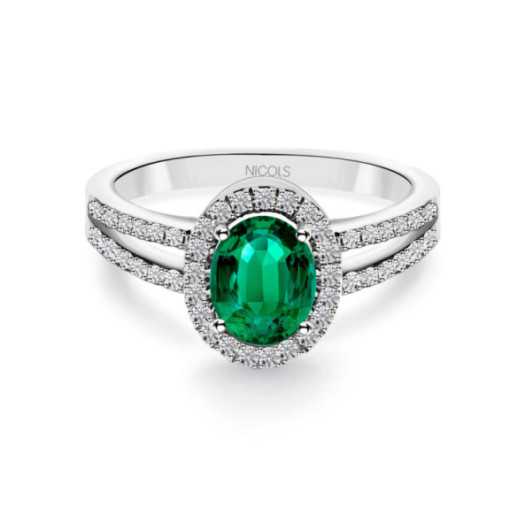 Anillo Esmeralda Orla Dalia 0.80 - ANILLOS