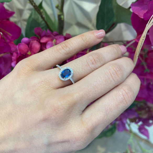 Anillo Zafiro Orla Dalia 0.90 - Bagues en saphir