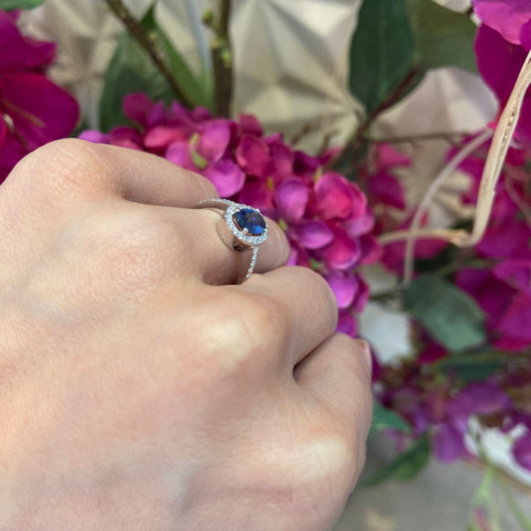 Anillo Zafiro Orla Dalia 0.90 - Bagues en saphir