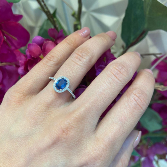 Anillo Zafiro Orla Dalia 0.90 - Bagues en saphir