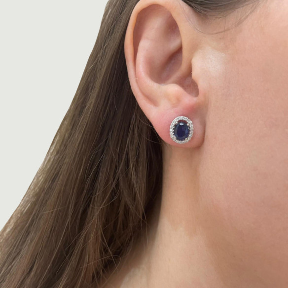 Pendientes Zafiro Orla Dalia 1.80 - Pendientes de Zafiro