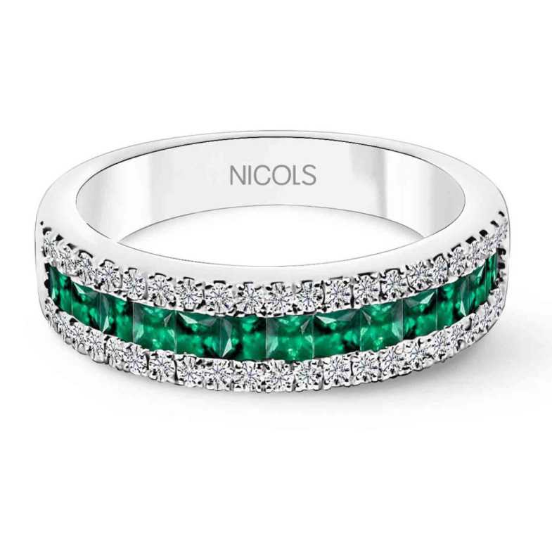 Anillo Esmeralda Princesa y Diamantes Amelia 0.30 - ANILLOS