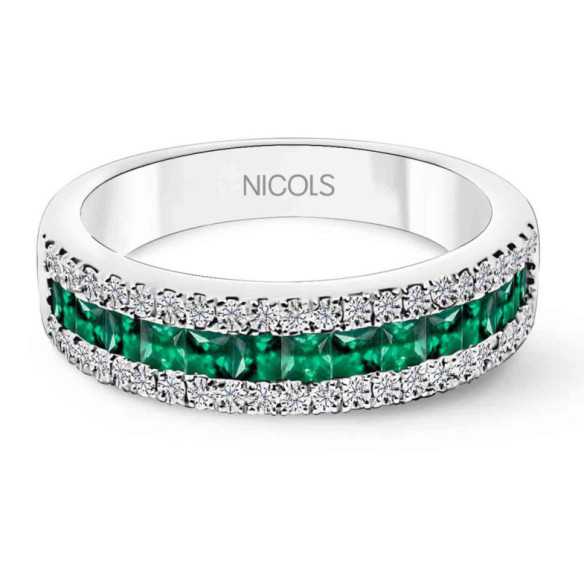 Anillo Esmeralda Princesa y Diamantes Amelia 0.30 - ANILLOS