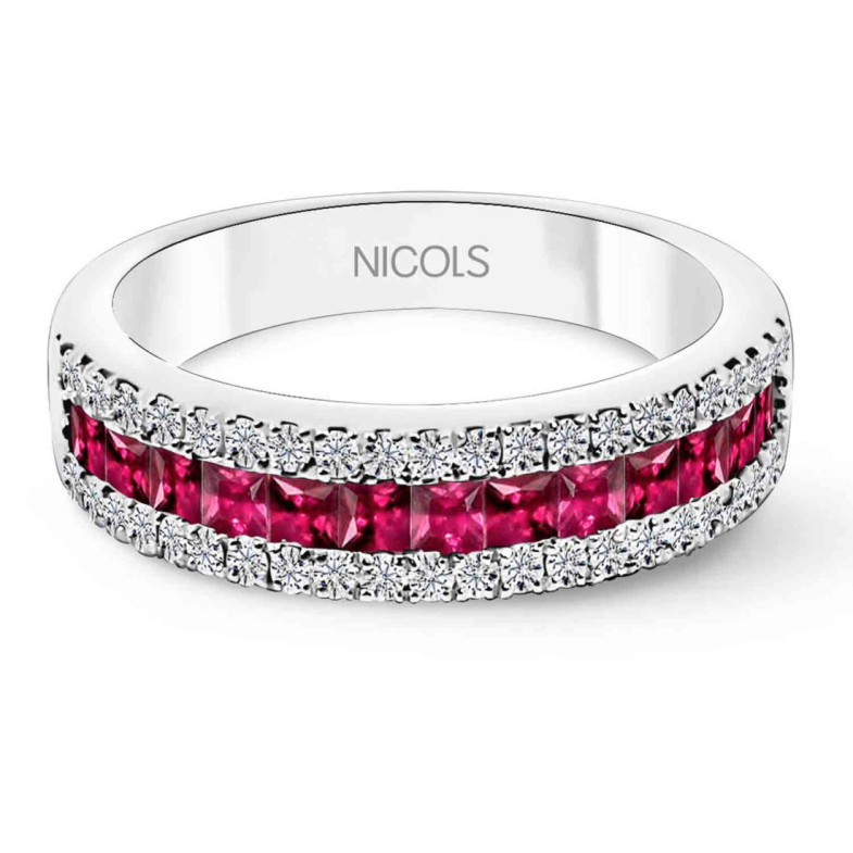 Anillo Rubis Princesa y Diamantes Amelia 0.30 - Bagues rubis