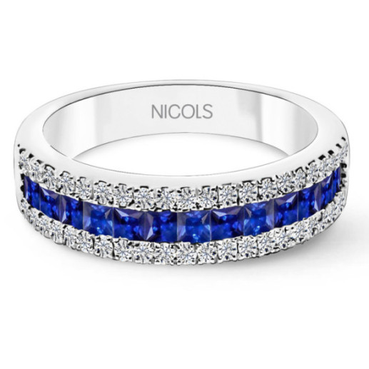 Princess Sapphire and Diamonds Ring Amelia 0.30 - Sapphire rings