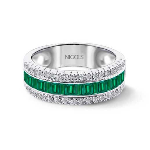 Anillo Esmeralda y Diamantes Baguette Amelia 0.30 - Anillos de Esmeralda