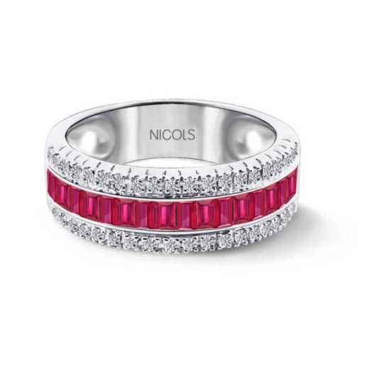 Ruby and Baguette Diamond Ring Amelia 0.30 - Engagement wedding rings