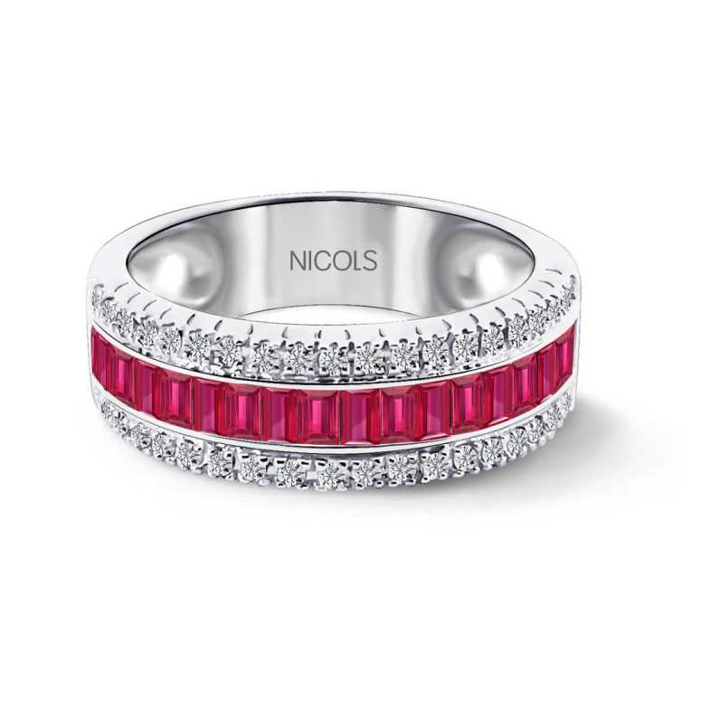 Ruby and Baguette Diamond Ring Amelia 0.30 - Engagement wedding rings