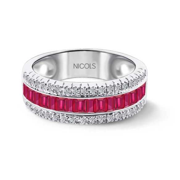 Ruby and Baguette Diamond Ring Amelia 0.30 - Engagement wedding rings