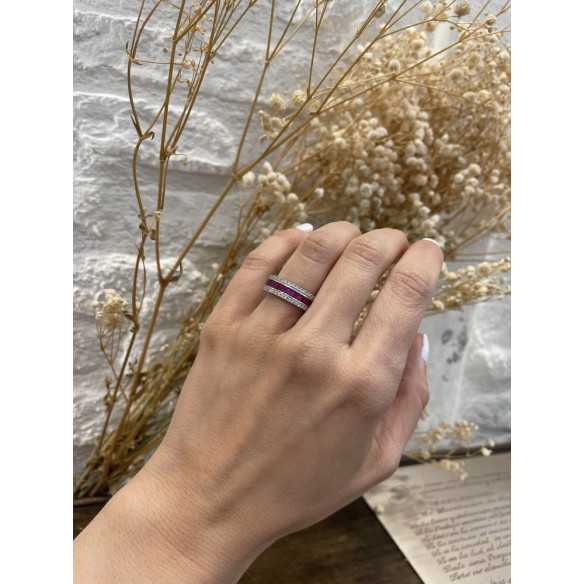 Ruby and Baguette Diamond Ring Amelia 0.30 - Engagement wedding rings