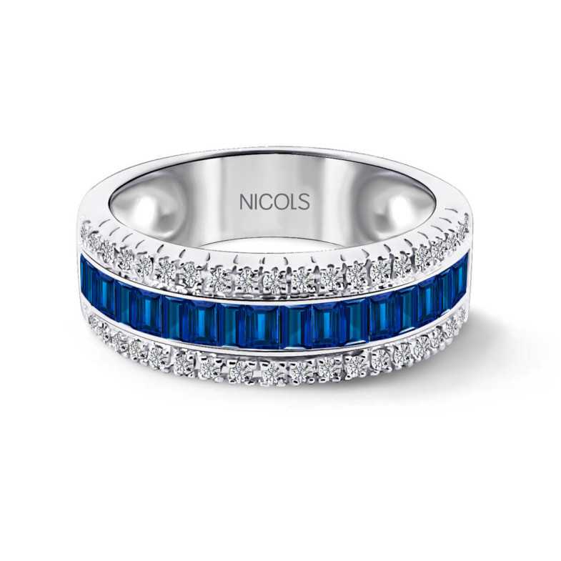 Ring Saphir und Diamanten Baguette Amelia 0.30 - Saphiringe