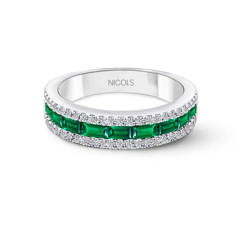 Anillo Esmeralda Alianza Baguette Amelia - Anillos de Esmeralda