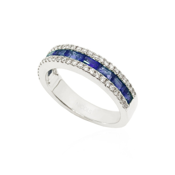 Anillo Zafiros Alianza Baguette Amelia - Anillos de Zafiro