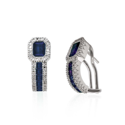 Pendientes Aro Zafiro Diamond Color - Pendientes de Zafiro