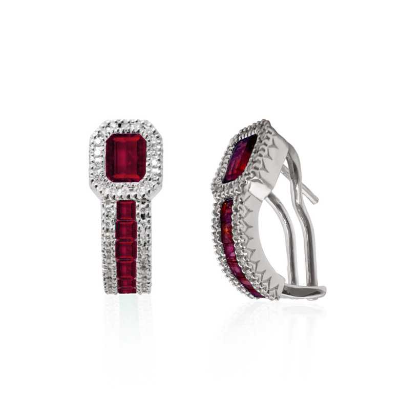 Pendientes Aro Rubí Diamond Color - Pendientes de Rubi