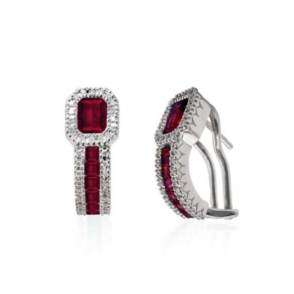 Pendientes Aro Rubí Diamond Color - Pendientes de Rubi