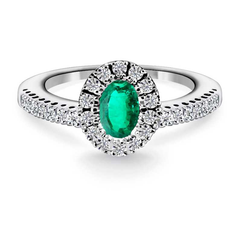 Anello smeraldo e Diamanti Colore Orla Oval - Smeraldo