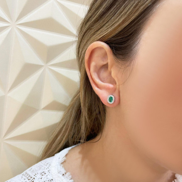 Pendientes Diamantes Esmeralda Diamond Color Orla Oval - Smaragd-Ohrringe