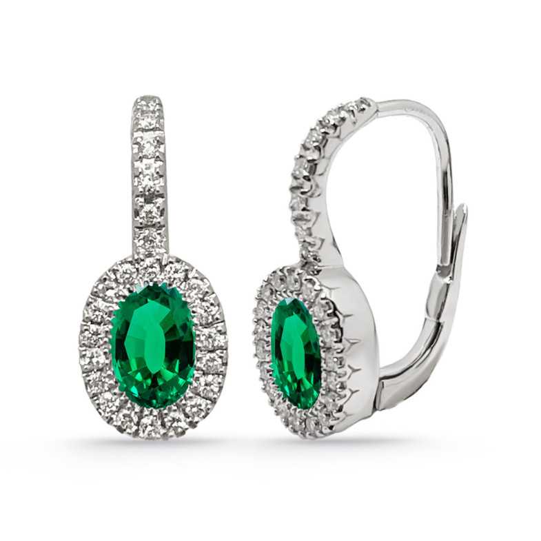 Pendientes Diamantes Esmeraldas Aniversario - Pendientes de Esmeraldas