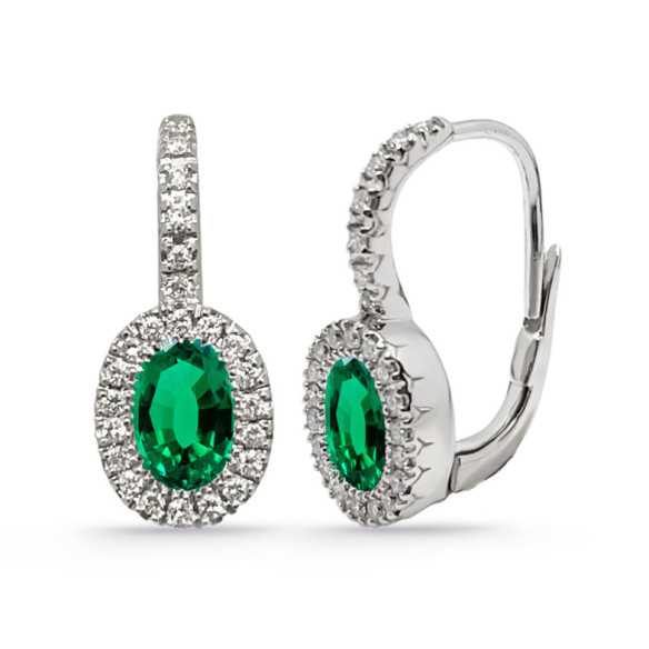 Pendientes Diamantes Esmeraldas Aniversario - Pendientes de Esmeraldas
