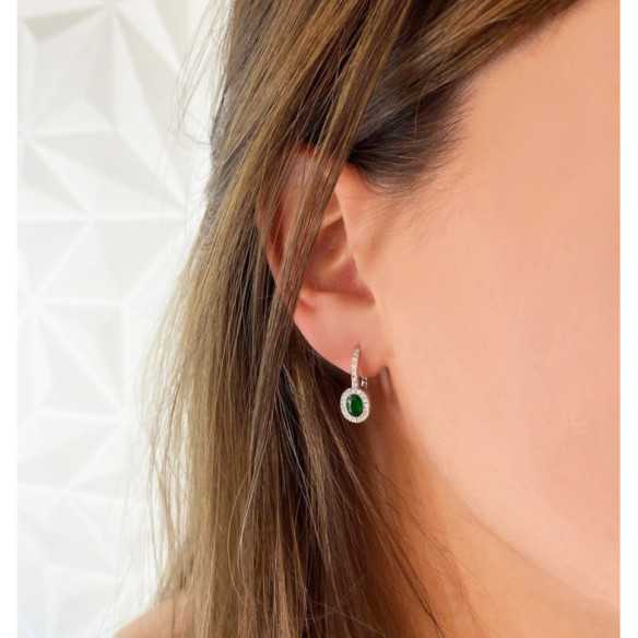 Pendientes Diamantes Esmeraldas Aniversario - Pendientes de Esmeraldas