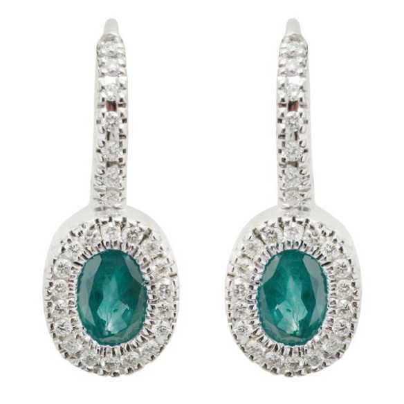 Pendientes Diamantes Esmeraldas Aniversario - Pendientes de Esmeraldas