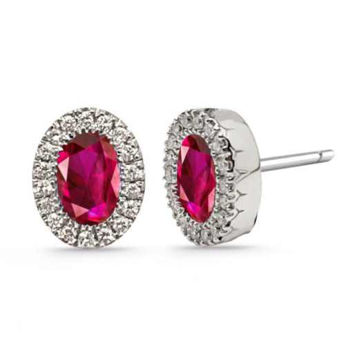 Pendientes Diamantes Rubí Diamond Color Orla Oval - Brincos de Rubi
