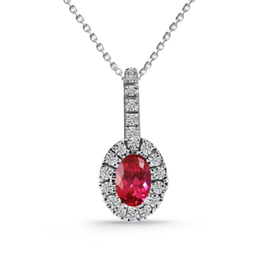 Colgante Rubí y Diamantes Oro Blanco Dalia - Colgantes de Piedras Roja